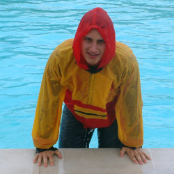 pool lifeguard swimming in uniform clothes