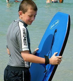 bodyboard and lycra swim shirt